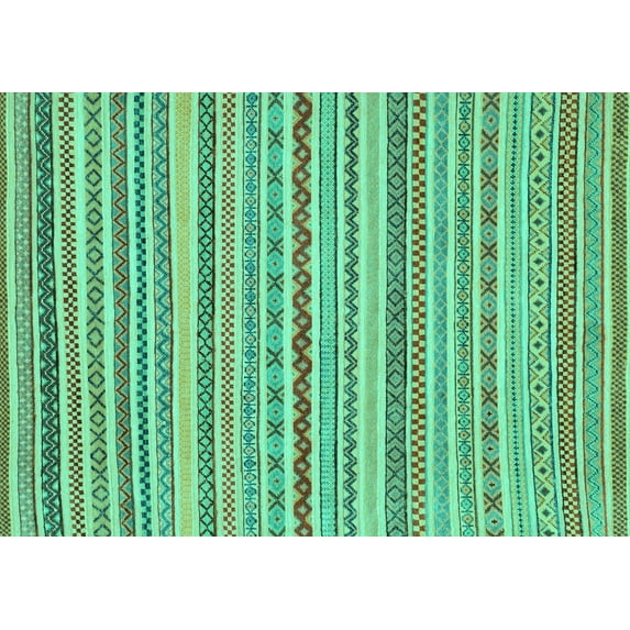 Ahgly Company Indoor Rectangle Abstract Turquoise Blue Modern Area Rugs, 7' x 9'