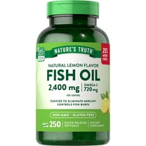 Fish Oil Omega 3 | 2400 mg | 250 Softgels  | Burpless Lemon Flavor Pills | by Nature's Truth