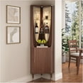 thumbnail image 5 of 70" Tall Corner Cabinet,Mid Century Modern Cabinet with Doors,Fluted Corner Bar Cabinet with Glass Holder,Lights and Storage Shelves,Wine Bar Cabinet for Liquor, Living Room, Kitchen, Walnut, 5 of 8