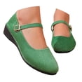thumbnail image 3 of Yuanlong Women's Casual Shoes Suede Buckle Strap Wedge Mary Jane Solid Color Comfortable Stylish Holiday Shoes, 3 of 9