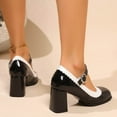thumbnail image 6 of Miluxas Womens Retro Shoes Chunky Heeled Mary Jane Mid Block Heel Pumps Black 9.5(43), 6 of 9