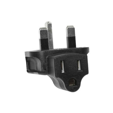 01 Plug Prong - 3 Prong Right-Angle Power Plug Adapter, USA NEMA 5-15R Receptacle to Fused UK
