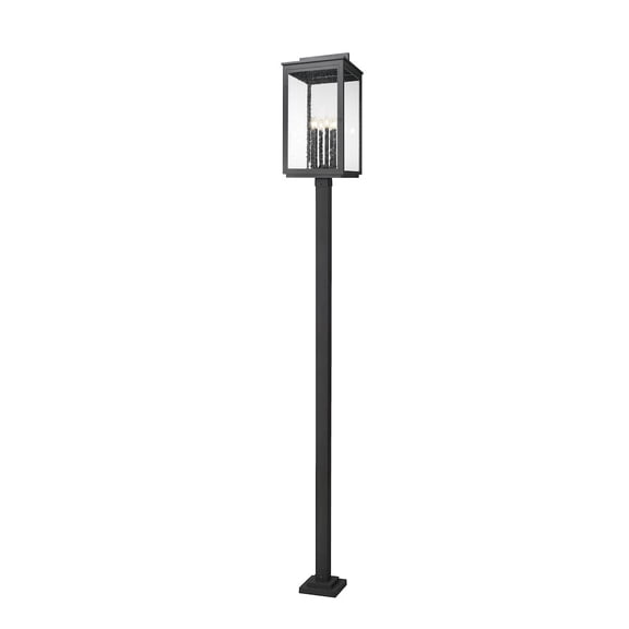 Z-Lite Hartwell 6 Light Outdoor Post Mounted Fixture in Sand Black color,Aluminum frame
