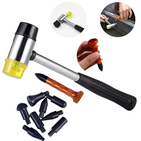 Pops a Dent Remover Tap Down Kits w/ Rubber Hammer Dent Repair Tools Paintless Dent Puller for Auto Body