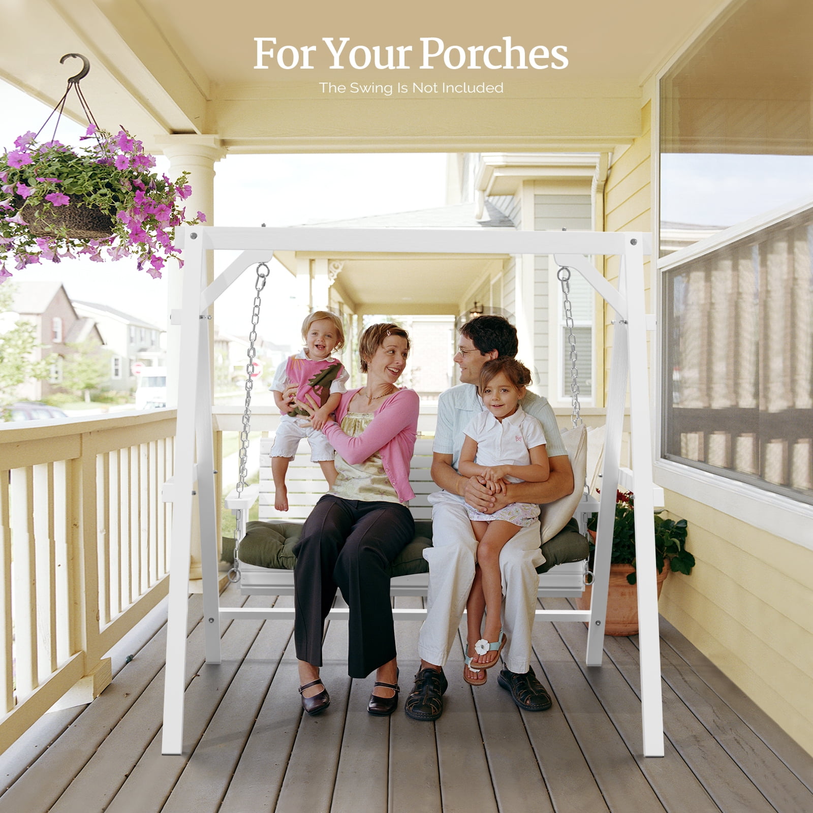 Zimtown Porch Swing Frame Swing Stand A-Frame 600lbs Wooden White