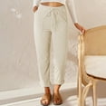 thumbnail image 4 of Lumtrix Women's Corduroy Pants Elastic High Waist Loose Comfy Straight Leg Pants Drawstring Casual Trendy Trousers with Pockets White S, 4 of 8
