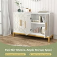 thumbnail image 2 of HLR 48" Modern Wood Credenzas & Sideboards with Gold Trim, Storage Cabinet with 4 Doors, White, 2 of 9