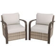 thumbnail image 4 of EAGLE PEAK Coastal Vista Outdoor Patio Ratten Wicker Lounge Chair With Beige Cushion(2 pack), 4 of 7