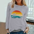 thumbnail image 2 of CEHVOM Fashion Women's Spring Printed Long Sleeves Round Neck Casual Tee Tops Clearance, 2 of 5