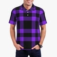 thumbnail image 4 of Xecao Purple Buffalo Plaid for Mens' Casual Short Sleeve Button-Down Polo Shirts for a Classic Golf Look, 4 of 9