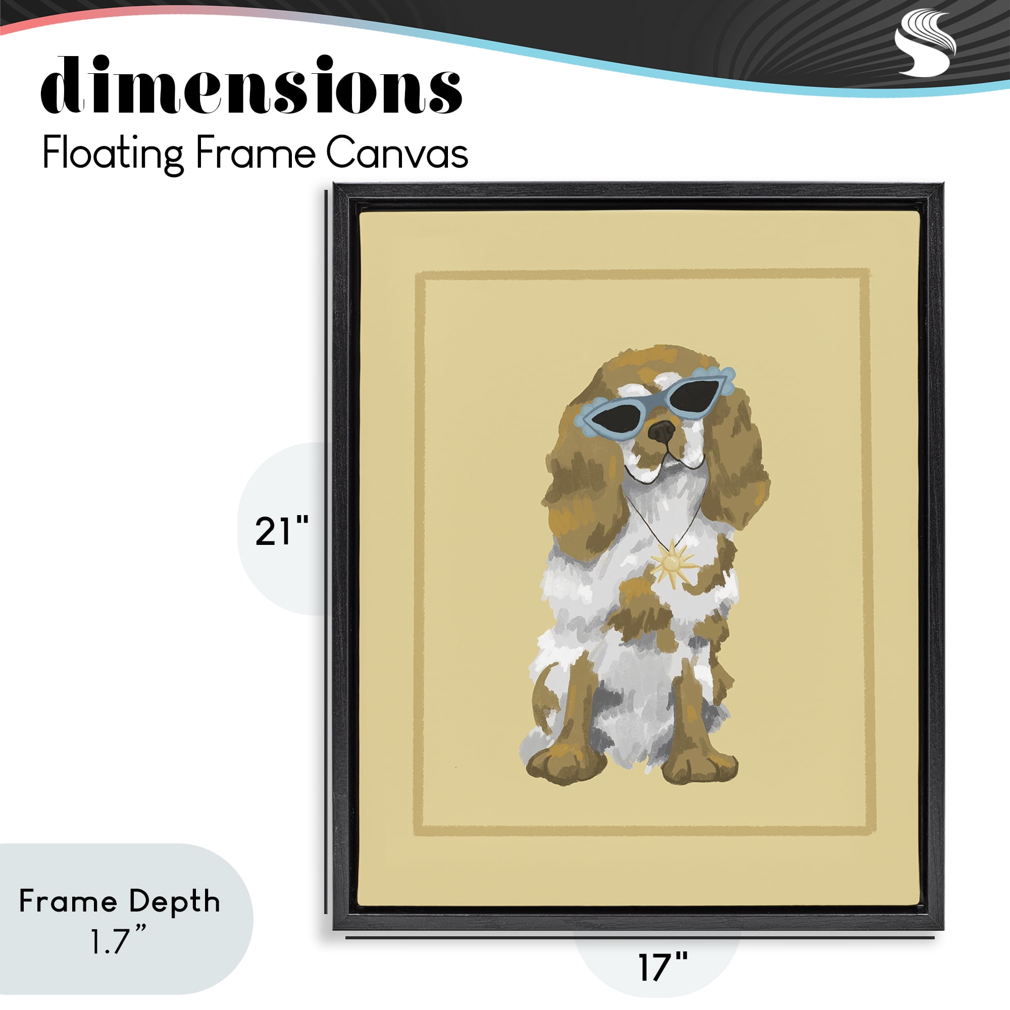 Stupell Industries Coolest Dog & Sunglasses Black Framed Floater Canvas Wall Art, design by Sadie Harper