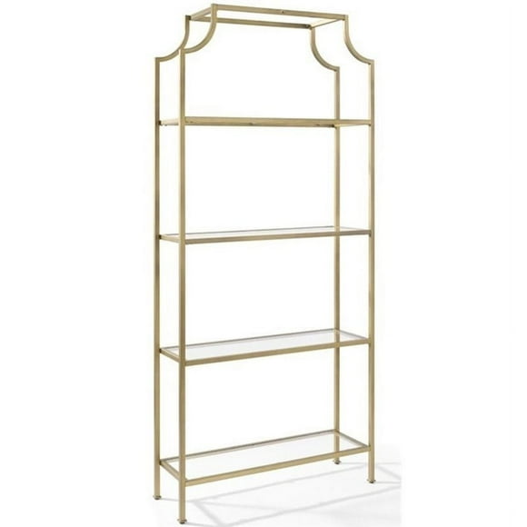 Crosley Furniture Aimee 4 Shelf Glass/Metal Etagere Bookcase in Antique Gold