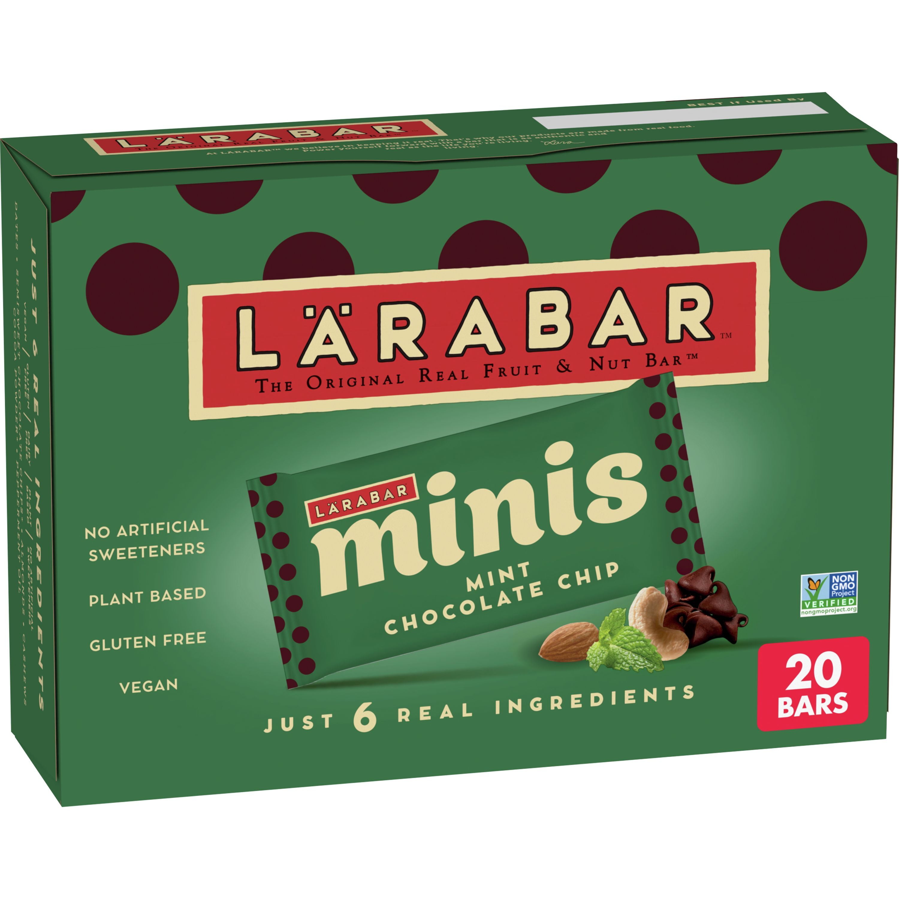 Larabar Mint Chocolate Mini Bars, Gluten Free Vegan Fruit & Nut Bars, 20 ct