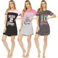 thumbnail image 2 of 3 Pack: Woman's 100% Cotton Soft Printed Short Sleeve Sleep Dress Night Gown Pajama Shirt Large, Set A, 2 of 7