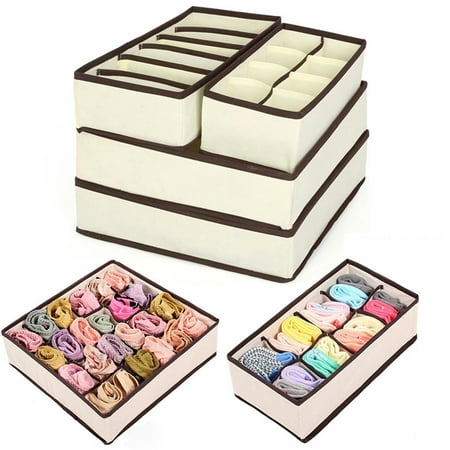 

4Pcs Fabric underwear bra underwear storage box sorting box socks panties compartment storage box drawer home storage organizer