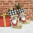 thumbnail image 4 of Christmas Stocks Christmas Decorations Linen Grid Xmas Santa Faceless Doll Stockings Fireplace Hanging Family Holiday Ornaments, 4 of 6