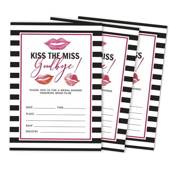 Inkdotpot 30 Bridal Shower InvitationsStripedWedding Fill-In Style Invites Blank Invites