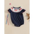 thumbnail image 5 of 4th Of July Baby Girl Outfit Newborn Smocked Bubble Romper Infant USA Flag Bodysuit Top Summer Patriotic Clothes, 5 of 9