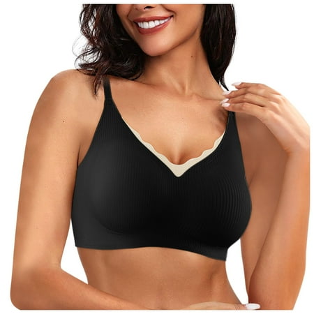 Blphud Lace Bras for Women Bras for Women Womens Seamless Bras No Underwire Push Up Bras Soft Wireless Comfort Full Coverage Everyday Bra Lingerie for Women Sports Bras for Women Black XL