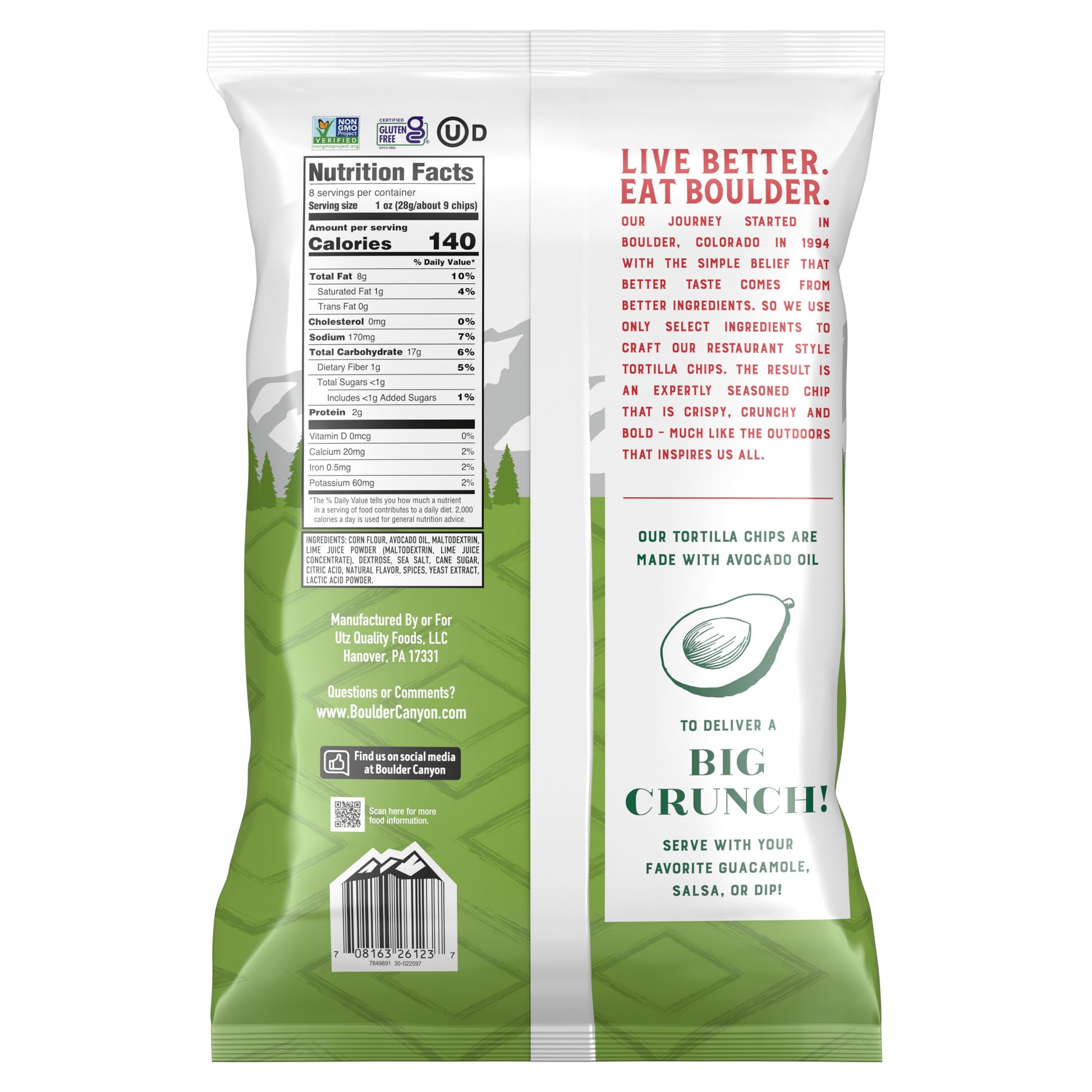 (Pack of 12) Boulder Canyon Chips Tortilla Lime Sea Salt 8 Oz