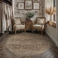thumbnail image 2 of BERTHMEER 6'×6' Round Area Rugs for Living Room Dining Room Bedroom Office Oriental Floral Vintage Farmhouse Machine Washable Non-slip Traditional Distressed Carpets, Golden Brown, 2 of 2