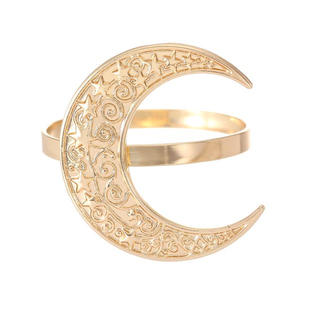 Metal Napkin Rings Eid Ramadan Hollow Moon Pattern Napkin Holder Wedding Dinner Napkin Buckles for Table Decoration