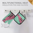 thumbnail image 4 of Yayeee Oven Mitts and Pot Holder Set of 4 Heat Resistant Kitchen Gloves Baking Hot Pad, Pink Cheetah, 4 of 5