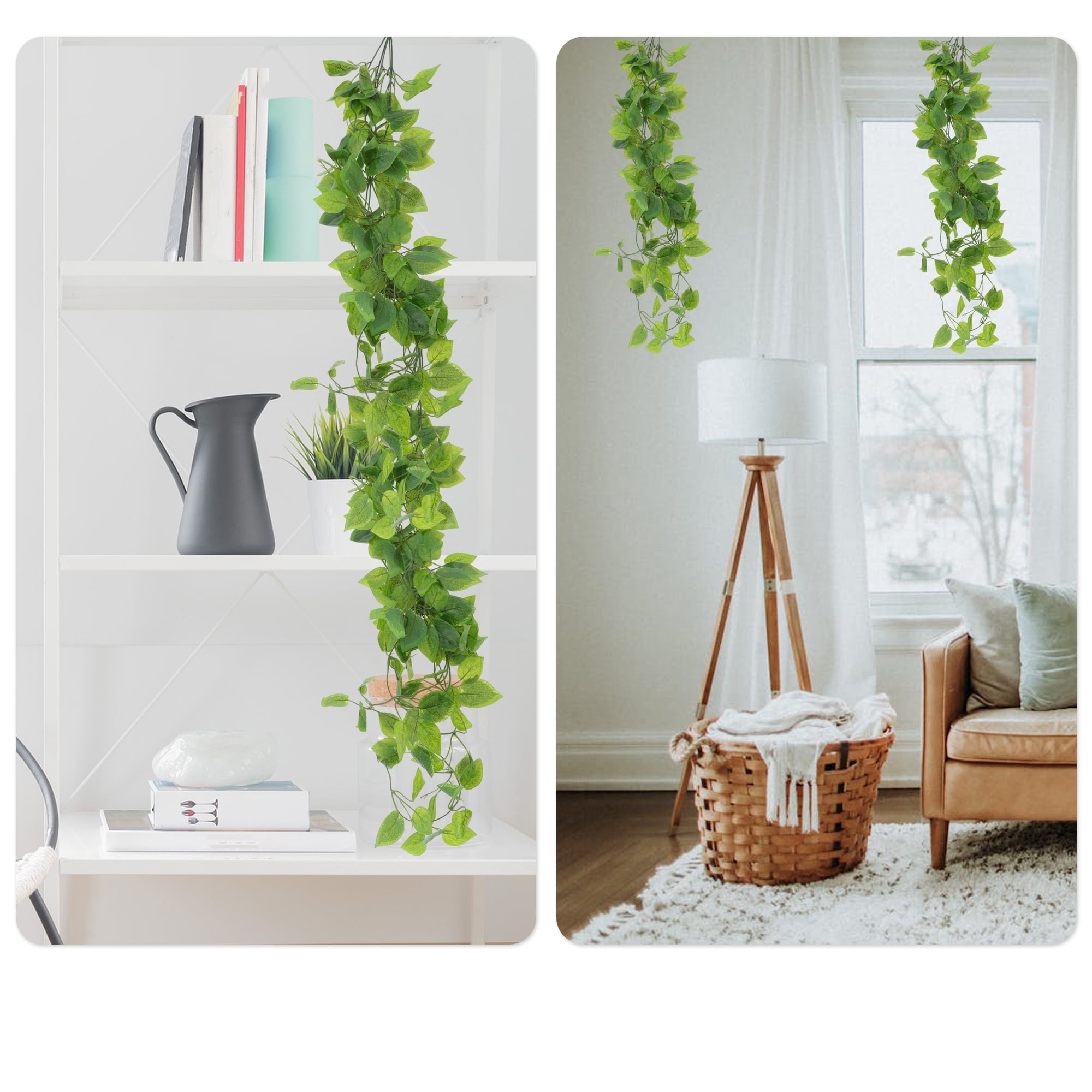 Unique Bargains 2pcs Fake Vines 41.34" Plastic Greenery Artificial Plants