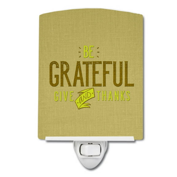 Caroline's Treasures BB5470CNL Be Grateful Give Thanks Ceramic Night Light, 6x4x3", multicolor