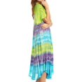 thumbnail image 4 of Sakkas Sula Long Laced Cotton Tie-Dye Wide Neck Embroidered Boho Sundress Cover Up - Green / Purple - One Size Regular, 4 of 5
