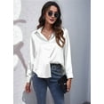 thumbnail image 2 of Women'S Satin Button Down V-Neck Long Sleeve Tops Summer Silk Blouses Fashion Spring Shirt 2025 White S, 2 of 7