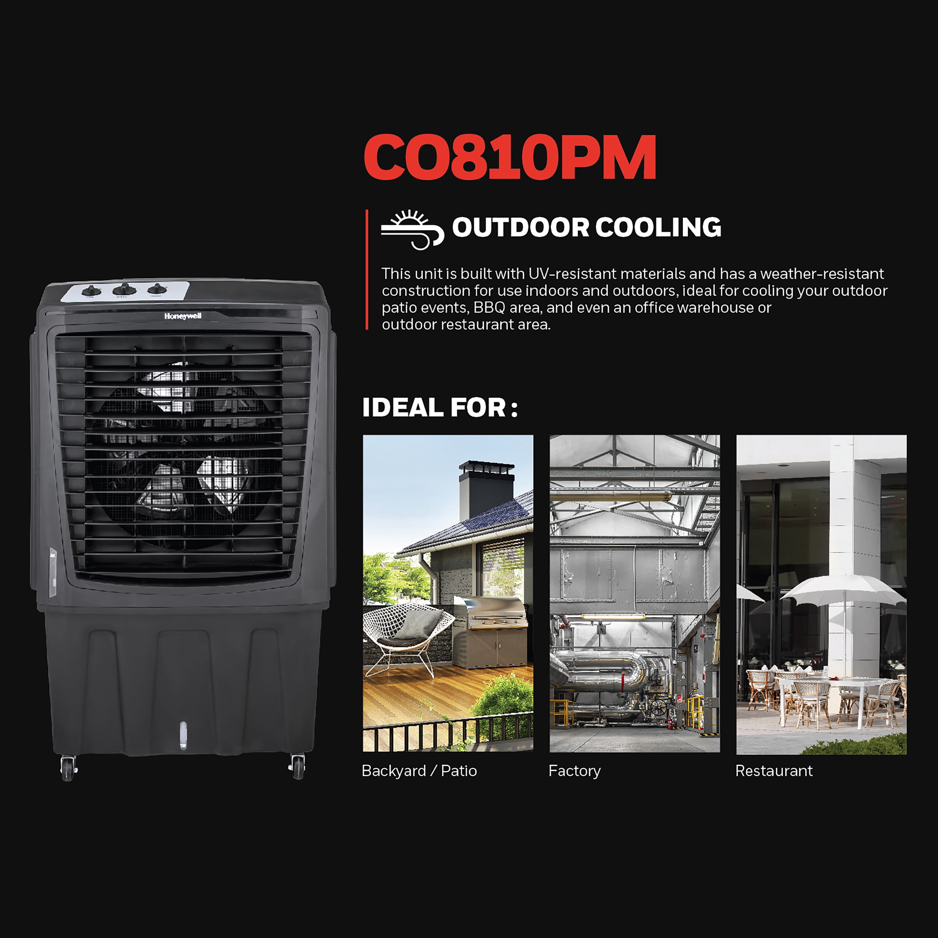 Free Shipping! Honeywell 2777 CFM Outdoor Portable Evaporative Cooler \u0026  Fan, 33 ft. Air Throw for Large Outdoor Spaces, CO810PM - Walmart.com