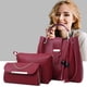 thumbnail image 4 of Conjunto de 3 Piezas para Mujer con Bolso de Hombro con Flecos y Carteras: Bolso Tote, Bandolera y Bolso de Hombro de Piel Sintética En Rosa, Negro, Marrón, Beige y Rojo., 4 of 7