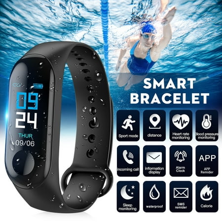 Fitness Tracker, Smart Bracelet with Heart Rate Blood Pressure IP65 Waterproof bluetooth 4.0 Sports Pedometer Sleep Monitor Call/SMS Reminder Sedentary (Best Budget Heart Rate Monitor)
