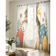 thumbnail image 5 of Easter Bunny Eggs Sheer Curtains 84 Inch Length 2 Panels Set for Living Room/Bedroom, Spring Tulip Daisy Flowers Leaves Pastoral Kitchen Curtains Grommet Curtains Window Treatments 52"x84"x2, 5 of 7