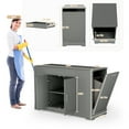 thumbnail image 2 of Arlopu 53" Kitchen Island with Trash Can Storage Cabinet Portable Kitchen Island Open Side Shelves & Drawer, 2 of 9