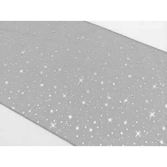 Light Weight Sheer Organza with Silver Stars Decorative Table Runner Silver
