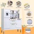 thumbnail image 3 of Pirecart Pretend Play Kitchen Set, Toddler Wooden Kids Kitchen Playset with Realistic Light & Sounds and Cooking Accessories,for Age 3+ Girl and Boys, White, 3 of 9