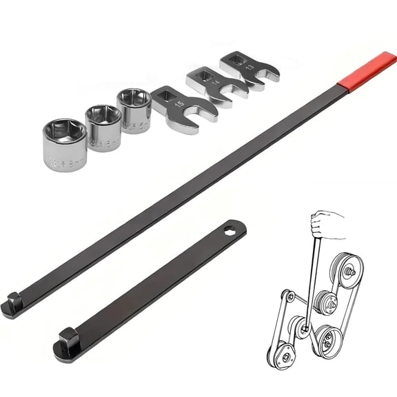 Serpentine Belt Tool Set - 3/8" & 1/2" Drive Belt Adjust Tightener Wrench Set for Automotive Repair & Maintenance