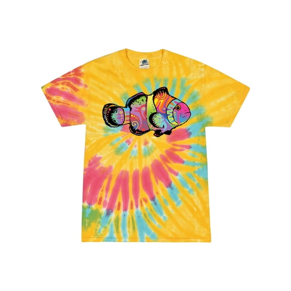 Wild Bobby, Colorful Neon Nemo Clownfish, Animal Lover, Tie-Dye Tees, Aurora, Large