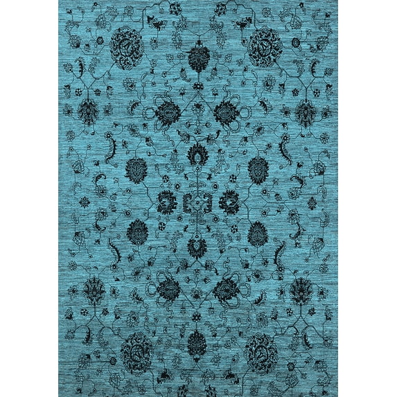 Ahgly Company Indoor Rectangle Oriental Light Blue Industrial Area Rugs, 2' x 5'