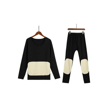 

Niuer Men Ultra Soft Crew Neck Long Johns Set Unisex Lightweight Thermal Underwear 2 Pieces Winter Seamless Warm Top And Bottom Suits Men Black XL