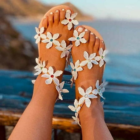 

ZHELIYO Women s sandals Fashion Women s Casual Shoes Breathable Outdoor Leisure Roman Diamond Sandals White 8.5