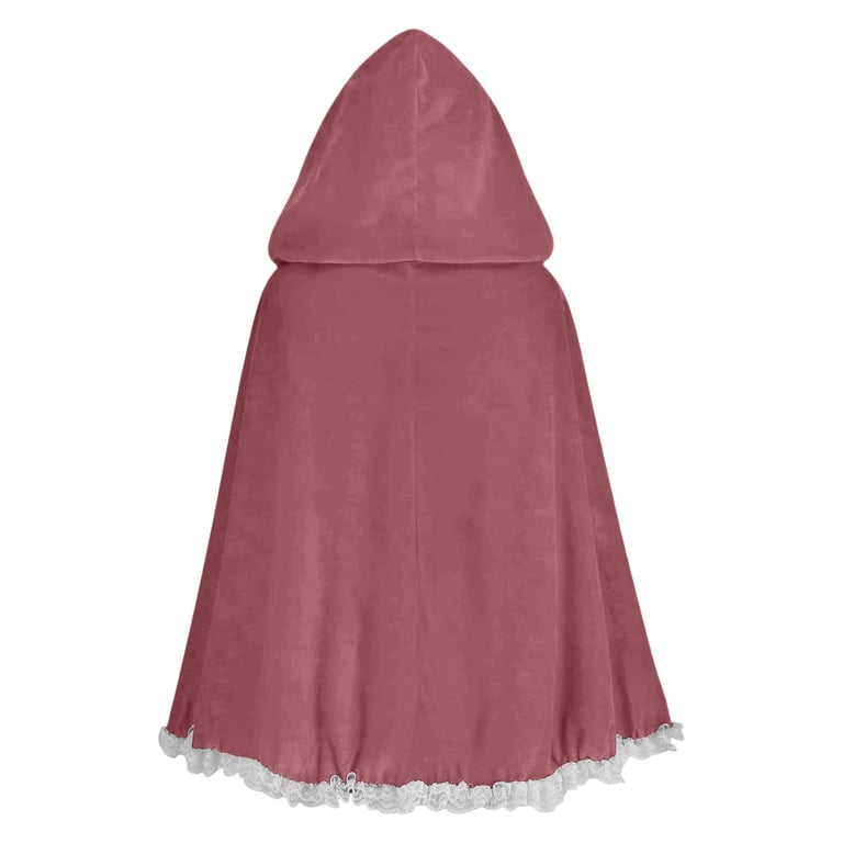 Hooded Cloak for Women Christmas Lace Pleated Lace Solid Color