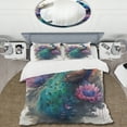 thumbnail image 2 of Designart "Peacock in Floral Splendor I" Animal Bedding Covert Set - Peacock Multicolor Animals Bed Set With 2 Shams, 2 of 6