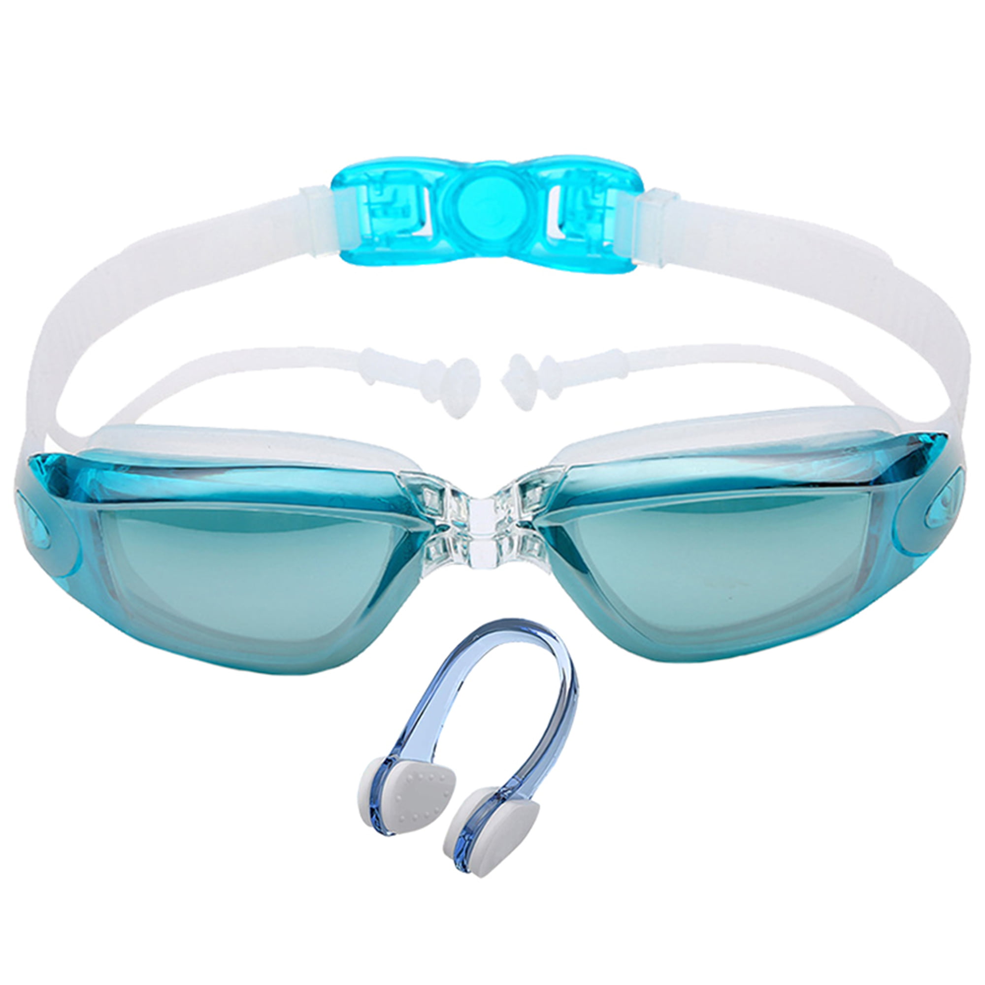 Nearsighted Swimming Goggles Electroplating Anti-UV Swim Glasses With Ear Plug 