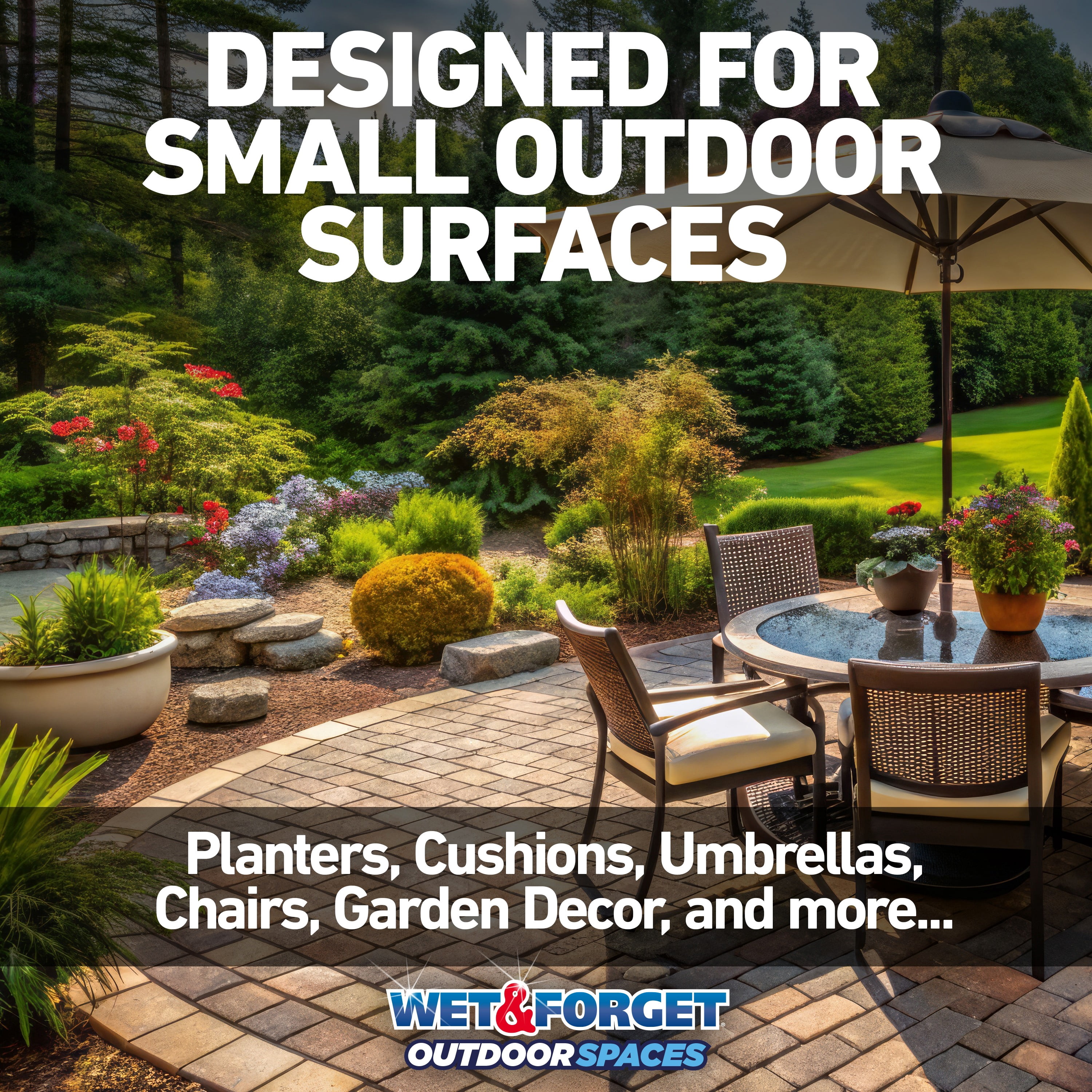 can you use wet and forget on patio umbrellas Wet & Forget Outdoor Spaces Moss, Mold, Mildew, and Algae Stain Remover  Spray, 32 oz