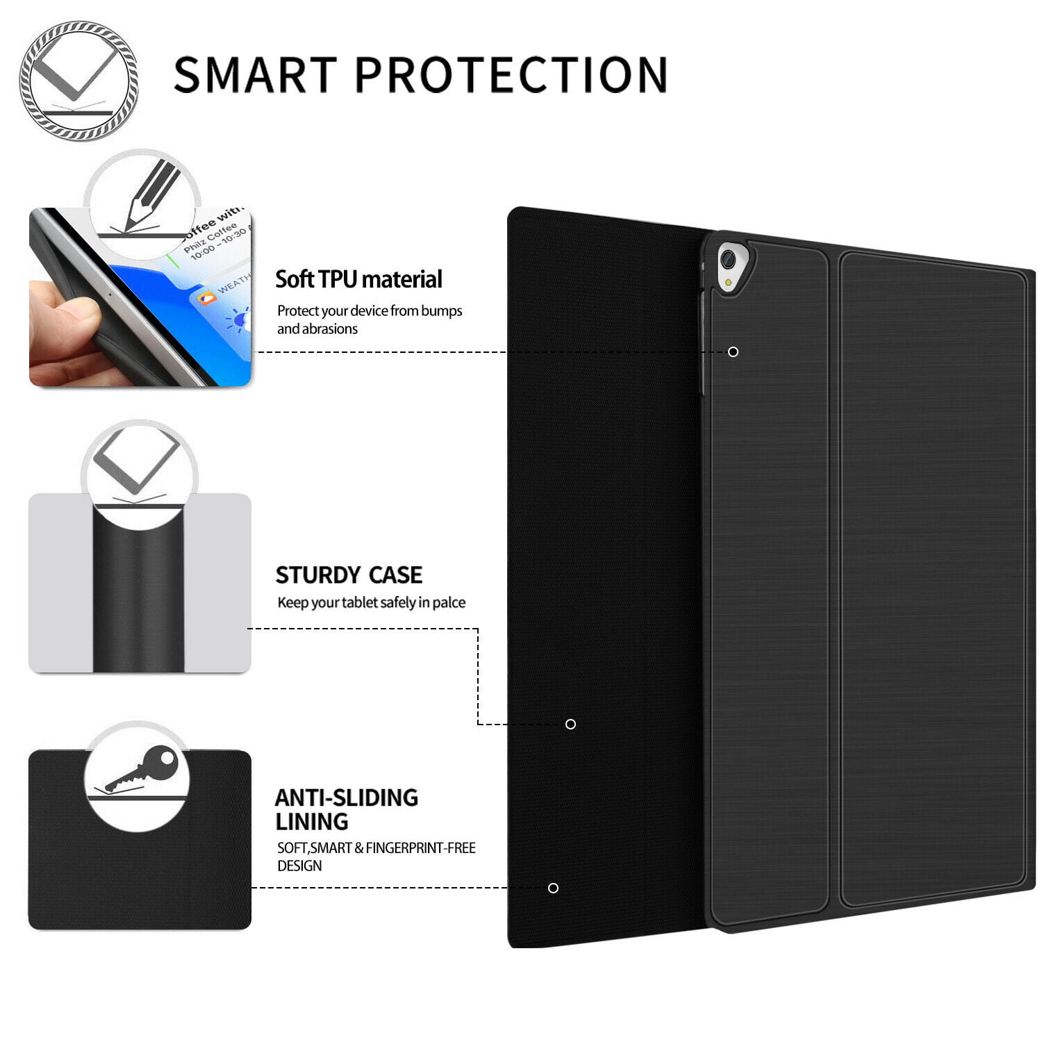 iPad Backlit Keyboard Case for iPad 10.2" 9th Gen 2021/8th Gen Air3 iPad Pro 10.5" Built-in Pencil Holder Backlit BT Keyboard Auto Sleep/Wake Function (Black)