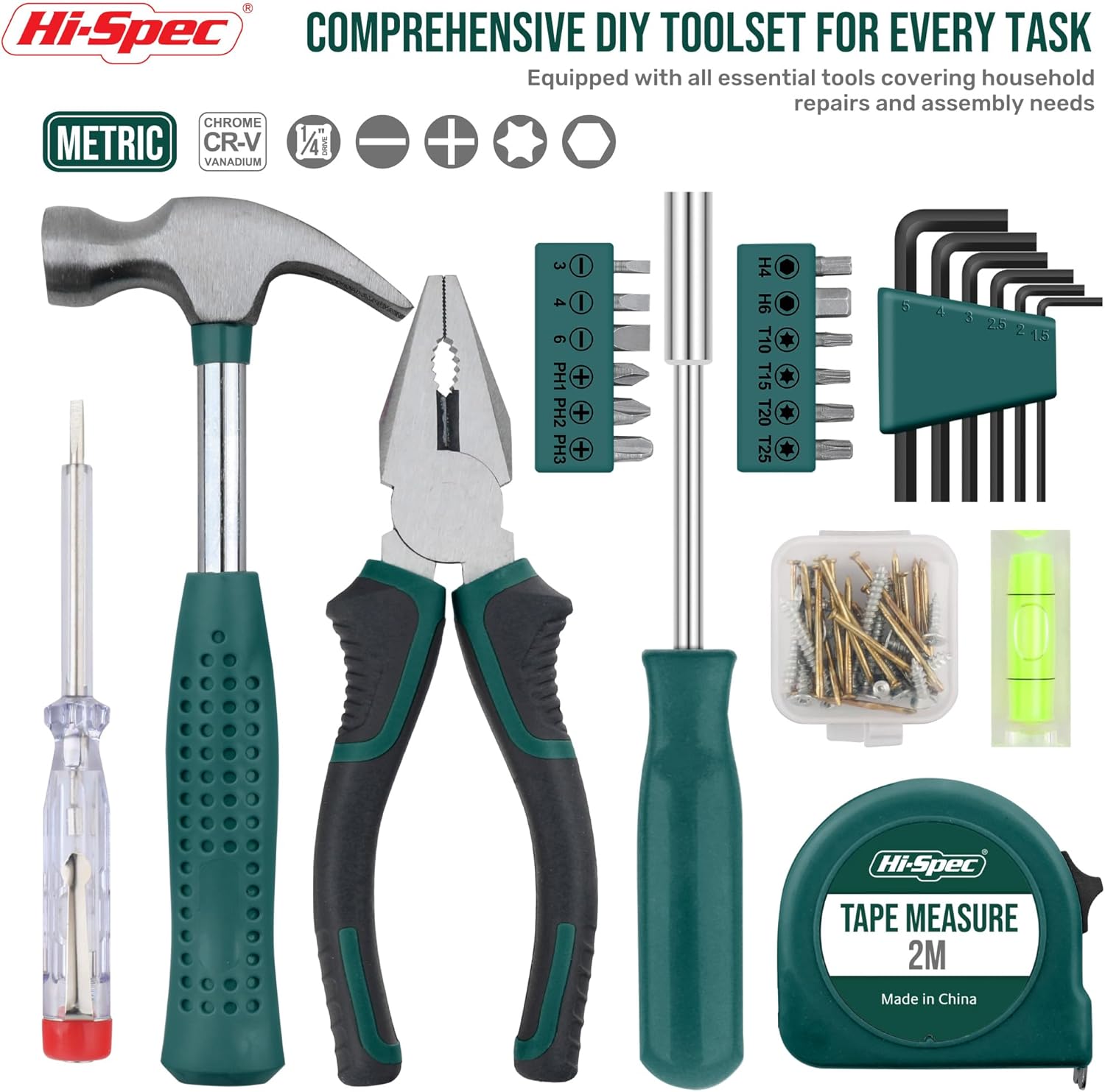 Hi-Spec 13-Piece Compact Hand Tool Kit in Green photo 2
