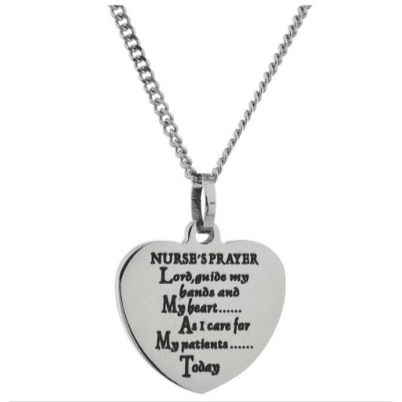 High Polished Stainless Steel Heart Shaped Nurse's Pendant Necklace, Nurse's Prayer Appreciation Day Fashion Jewelry for Women Jewelry & Gifts